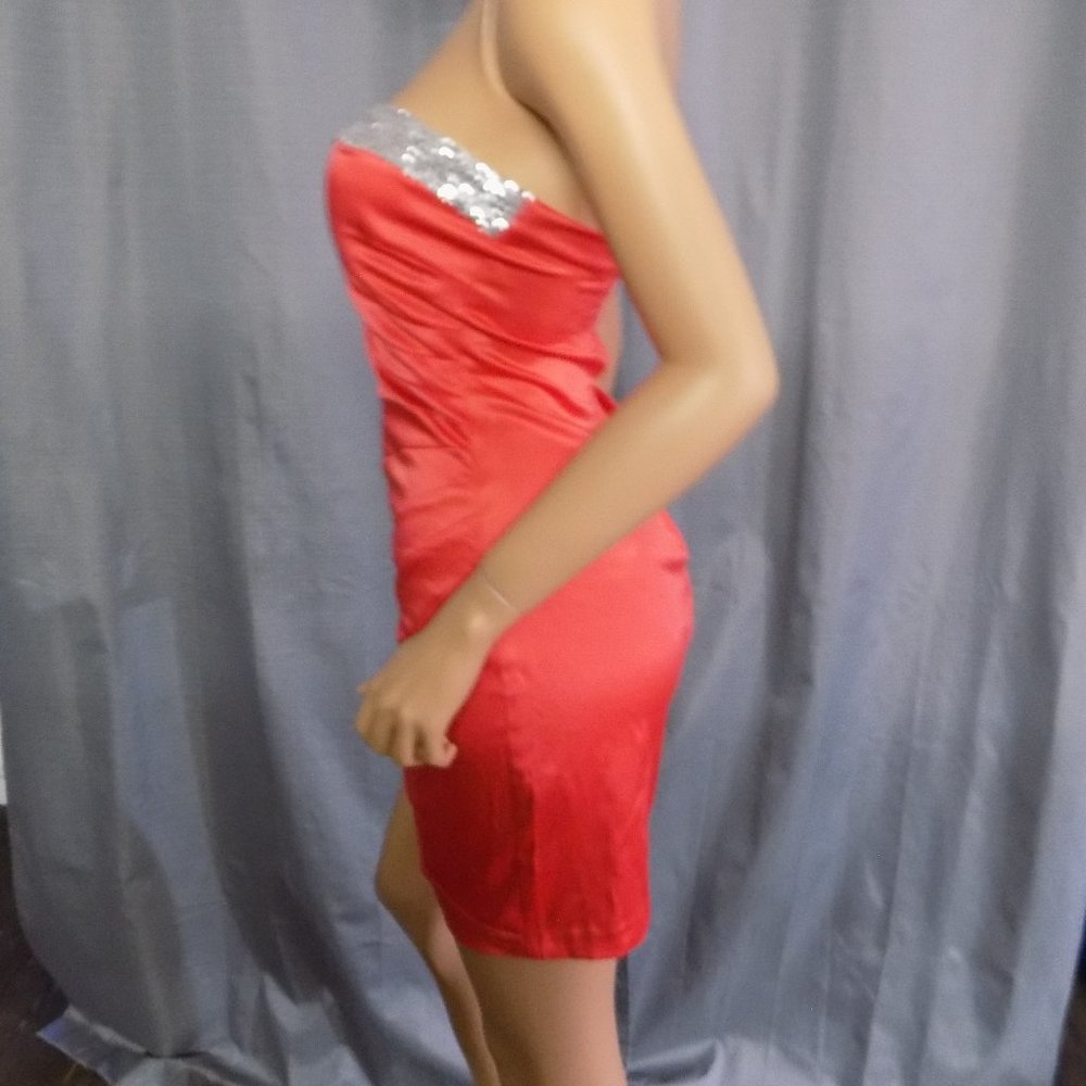 B.SMART Sexy Orange With silver Sequin Dress. - Picture 3 of 5